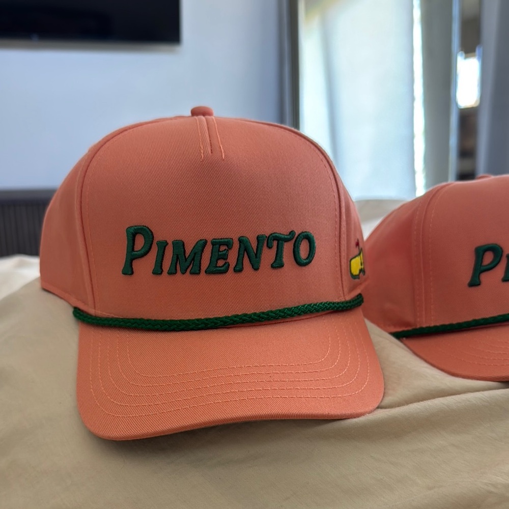 Pimento Peach Cap with Green Accents